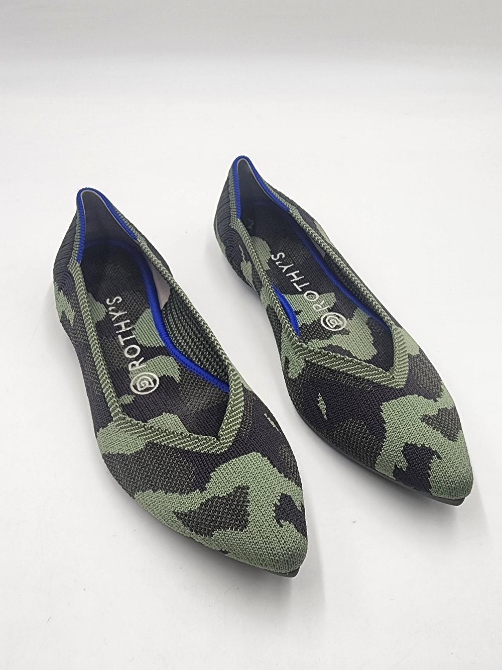 Rothy's Women's Green Camo Pointed Knit Flats Size W8